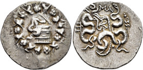 GRECIA ANTIGUA. MISIA. Pérgamo. Cistóforo (c. 133-s. I a.C.). A/ Cista mística con serpientes, alrededor corona. R/ Serpientes enroscadas en carcaj, a...
