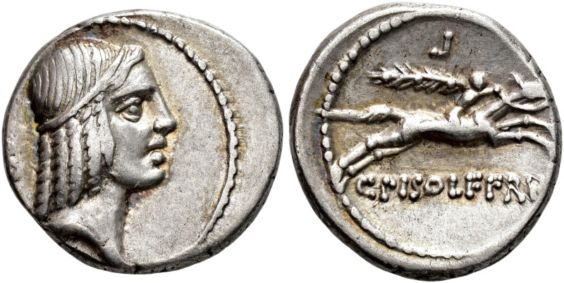 REPÚBLICA ROMANA. CALPURNIA. C. Calpurnius Piso Frugi. Denario. Roma (67 a. C.)....