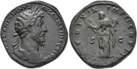 IMPERIO ROMANO. MARCO AURELIO. Sestercio. Roma (164-165). A/ Cabeza laureada a der.; M. AVREL. ANTONINVS AVG. ARMENIACVS. P. M. R/ FELICITAS; TR. POT....