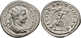 IMPERIO ROMANO. HELIOGÁBALO. Antoniniano. Roma (218-222). A/ Busto radiado y acorazado a der.; IMP CAES M AVR ANTONINVS AVG. R/ Victoria avanzando a d...