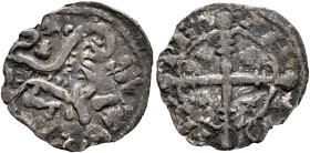 REINOS DE CASTILLA Y LEÓN. ALFONSO IX. Dinero. Marca de ceca S-I en lazadas y cruz entre las patas delanteras. VE 0,41 g. 16,53 mm. BMM-216. Pequeñas ...