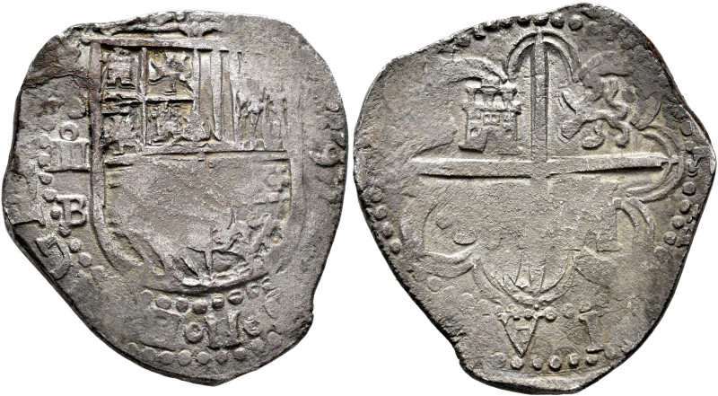 FELIPE II. 4 reales. 1597. Sevilla. B. AR 13,08 g. 31,77 mm. AC-592. Amplios van...