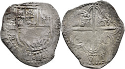 FELIPE II. 4 reales. 1597. Sevilla. B. AR 13,08 g. 31,77 mm. AC-592. Amplios vanos. Leves oxidaciones. MBC.
