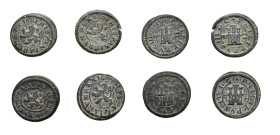 FELIPE III. Lote de 4 monedas de 2 maravedís. MBC-/MBC.