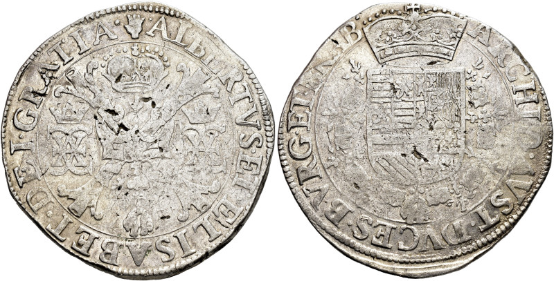ISABEL Y ALBERTO. Patagón. S.F. Amberes. AR 28,05 g. 42,45 mm. Vanhoudt-619.AN. ...