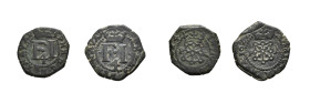 FELIPE IV. Lote de 2 piezas de 4 cornados. Navarra. MBC-.