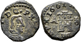 FELIPE IV. 4 maravedís. 1661. Madrid. A. CU 1,07 g. 14,56 mm. AC-234. MBC.