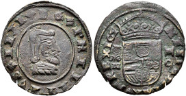 FELIPE IV. 16 maravedís. 164. Granada. N. CU 3,4 g. 25,18 mm. AC-no; López de la Fuente-E-1097. MBC.