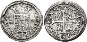 FELIPE V. 1/2 real. 1726. Segovia. F. AR 1,34 g. 15,82 mm. VI-290; AC-331. MBC.
