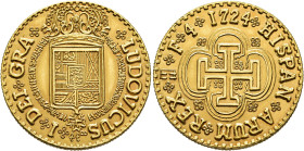 LUIS I. 4 escudos. 1724. Segovia. F. AU 22,3 g. 31,98 mm. Falsificación. SC.