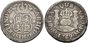 CARLOS III. 1/2 real. 1769. México. M. AR 1,58 g. 16,4 mm. VI-166; AC-188. MBC-.