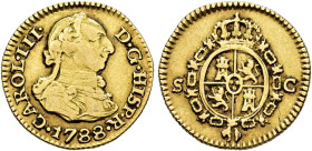 CARLOS III. 1/2 escudo. 1788. Sevilla. C. AU 1,72 g. 14,85 mm. VI-1093; AC-1318. MBC.