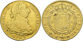 CARLOS III. 4 escudos. 1781. Madrid. PJ. AU 13,37 g. 29,34 mm. VI-1465; AC-1785. MBC-/MBC.
