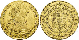 CARLOS III. 4 escudos. 1786. Madrid. DV. AU 13,49 g. 29,14 mm. VI-1470; AC-1791. MBC.