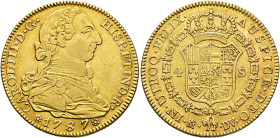 CARLOS III. 4 escudos. 1787. Madrid. DV. AU 13,47 g. 29,76 mm. VI-1471; AC-1793. MBC+.