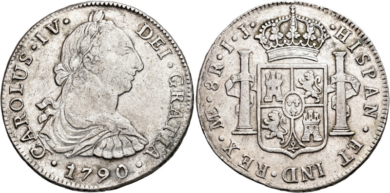 CARLOS IV. 8 reales. 1790. Lima. IJ. AR 26,79 g. 40,14 mm. VI-751; AC-904. MBC.