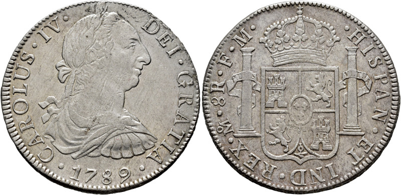 CARLOS IV. 8 reales. 1789. México. FM. AR 26,89 g. 39,04 mm. VI-784; AC-950. Ray...