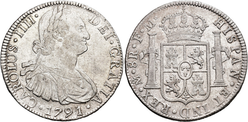 CARLOS IV. 8 reales. 1791. México. FM. AR 26,93 g. 38,47 mm. VI-787; AC-953. R.B...