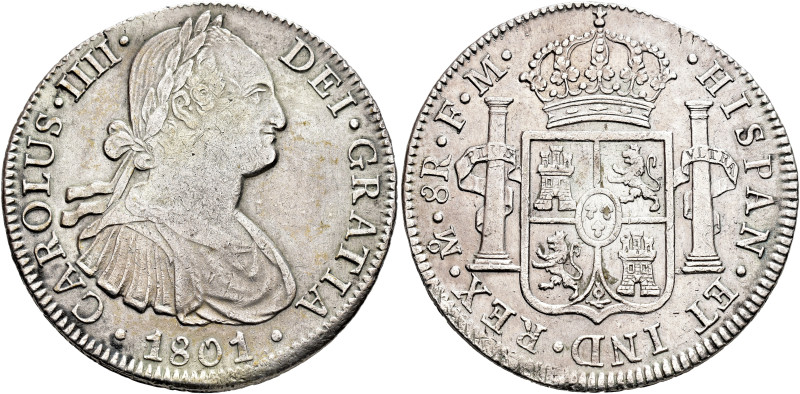 CARLOS IV. 8 reales. 1801. México. FM. AR 26,9 g. 39,98 mm. VI-797; AC-970. Pequ...