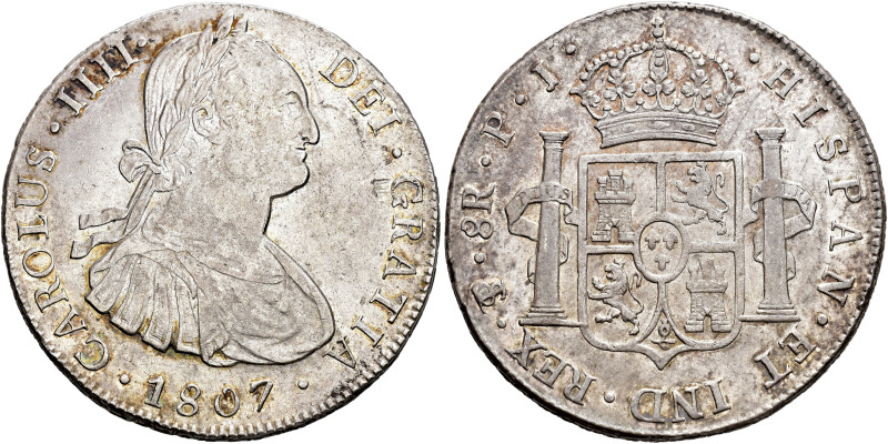 CARLOS IV. 8 reales. 1807. Potosí. PJ. AR 26,95 g. 39,95 mm. VI-827; AC-1013. Ra...