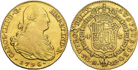 CARLOS IV. 4 escudos. 1796. Madrid. MF. AU 13,52 g. 28,82 mm. VI-1199; AC-1479. MBC.