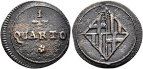OCUPACIÓN NAPOLEÓNICA DE CATALUÑA. 1/2 quarto. S/F. Barcelona. CU 1,22 g. 16,82 mm. VI-1; AC-1. Pátina rugosa. MBC.