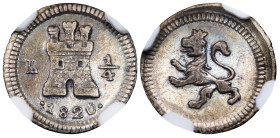 FERNANDO VII. 1/4 real. 1820. Lima. AR. VI-266; AC-271. Encapsulada NGC-AU 53.