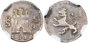 FERNANDO VII. 1/4 real. 1817. Santiago. AR. VI-297; AC-310. Encapsulada NGC-XF 45. MBC. 

Lote no sujeto a tasas de exportación