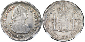 FERNANDO VII. Real. 1813. Santiago. FJ. AR. VI-565; AC-673. Encapsulada NGC-AU 55. MBC. 

Lote no sujeto a tasas de exportación