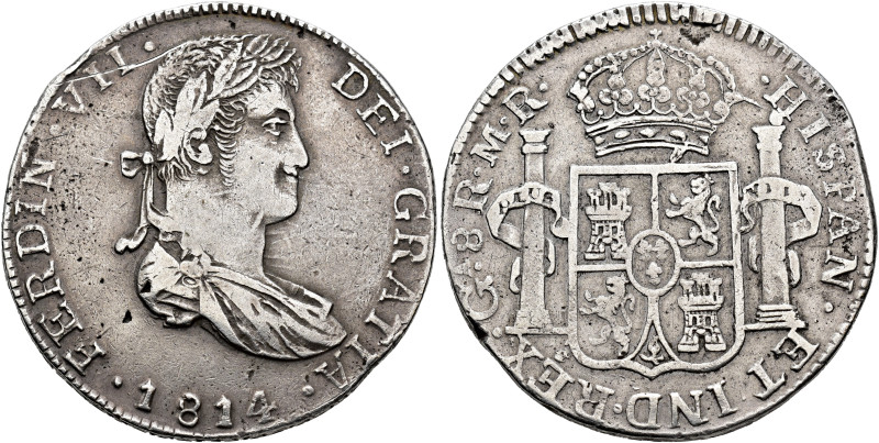 FERNANDO VII. 8 reales. 1814. Guadalajara. MR. AR 27,02 g. 38,36 mm. VI-1009; AC...
