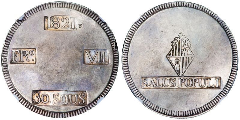 FERNANDO VII. 30 sous. 1821. Palma de Mallorca. AR. VI-1110; AC-1293. Encapsulad...
