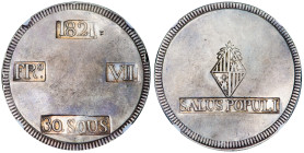 FERNANDO VII. 30 sous. 1821. Palma de Mallorca. AR. VI-1110; AC-1293. Encapsulada NGC-AU 50. Golpecito en anv. R.B.O. MBC+. 

Lote no sujeto a tasas...