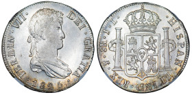 FERNANDO VII. 8 reales. 1825. Potosí. JL. AR. VI-1148; AC-1394. Encapsulada NGC-AU DETAILS. R.B.O. EBC-/EBC. 

Lote no sujeto a tasas de exportación...