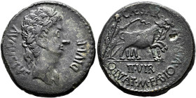 HISPANIA ANTIGUA. CAESARAUGUSTA. As. Augusto A/ Cabeza laureada a der.; AVGVSTVS DIVI F. R/ Yunta fundacional a der.; CAESAR AVGVSTA C LVTATI/ M FABIO...