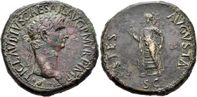 IMPERIO ROMANO. CLAUDIO I. Sestercio. Roma (41-50 d.C.) A/ Cabeza laureada a der.; TI CLAVDIVS CAESAR AVG P M TR P IMP. R/ Spes a izq.; SPES AVGVSTA, ...