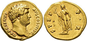 IMPERIO ROMANO. ADRIANO. Roma. Áureo (137-138). A/ Cabeza laureada y drapeada al hombro a der.; HADRIANVS AVG COS III P P. R/ Spes a izq. con flor y r...