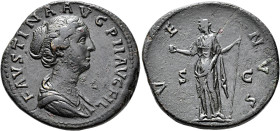 IMPERIO ROMANO. FAUSTINA LA MENOR (bajo Antonino Pío). Sestercio. Roma (c. 150-152). A/ FAVSTINA AVG PII AVG FIL. VEnus a izq. con manzana y cetro, S-...