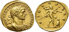 IMPERIO ROMANO. AURELIANO. Roma. Áureo (270-275). A/ Busto laureado y acorazado a der.; IMP C L DOM AVRELIANVS P F AVG. R/ Marte avanzando a der. con ...