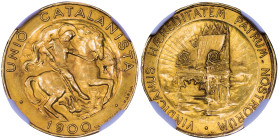 UNIÓN CATALANISTA. Módulo de 20 pesetas. 1900. Barcelona. Canto liso. AU. VI-204; AC-136. Encapsulada NGC-UNC DETAILS. Golpecitos en canto y pequeñas ...