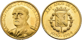 FRANCISCO FRANCO. Medalla. XXV Años de paz, 1939-1964. AU 10,5 g. 28 mm. SC.