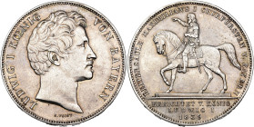 MONEDA EXTRANJERA. ALEMANIA Y ESTADOS ALEMANES. BAVIERA. Doble tálero. 1839. Luis I. Estatua ecuestre de Maximiliano I. AR 37,04 g. 37,8 mm. KM-804. E...