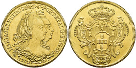 MONEDA EXTRANJERA. BRASIL. María I y Pedro III. 6400 reis. 1782. Río de Janeiro. R. AU 14,28 g. 31,6 mm. KM-199.2. Pequeñas marcas. R.B.O. MBC+/EBC-....