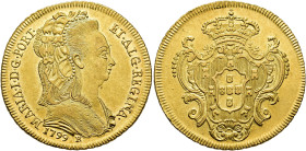 MONEDA EXTRANJERA. BRASIL. María I. 6400 reis. 1799. Río de Janeiro. R. AU 14,28 g. 32,6 mm. KM-226.1. R.B.O. EBC-.