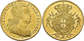MONEDA EXTRANJERA. BRASIL. Juan. 6400 reis. 1806. Río de Janeiro. R. AU 14,39 g. 31,2 mm. KM-236.1. Pequeñas marcas. B.O. EBC/EBC+.