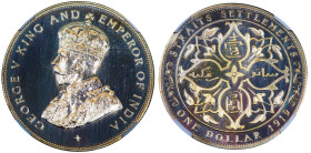MONEDA EXTRANJERA. ESTABLECIMIENTOS DEL ESTRECHO-MALASIA. Jorge V. Dólar. 1919. Reacuñación. AR. KM-33. Encapsulada NGC-PF 64. Prueba.