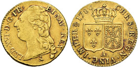 MONEDA EXTRANJERA. FRANCIA. Luis XVI. Luis de oro. 1786. París. A. AU 7,66 g. 23,6 mm. KM-591.1. Defecto de acuñación en canto. R.B.O. MBC+.