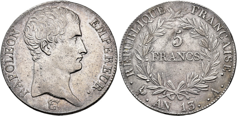 MONEDA EXTRANJERA. FRANCIA. Napoleón. 5 francos. L'An 13. París. AR 25 g. 37,2 m...