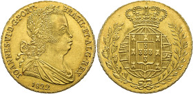 MONEDA EXTRANJERA. PORTUGAL. Juan VI. 6400 reis. 1822. AU 14,45 g. 31,1 mm. KM-364. R.B.O. EBC-.
