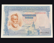 BILLETES ESPAÑOLES. 25 pts. 31 de agosto de 1936. Joaquín Sorolla. Serie A. ED-367a. Apresto original. SC.