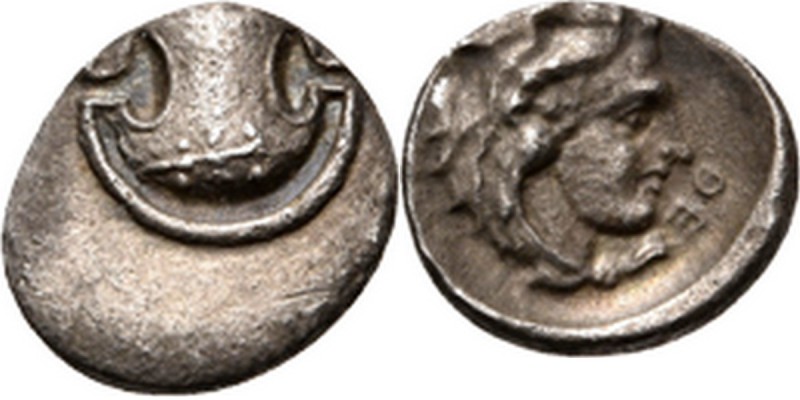 Ancient - GREEK COINS
AR obol ca. 370–350 BC, THEBES, Illyria and Central Greec...